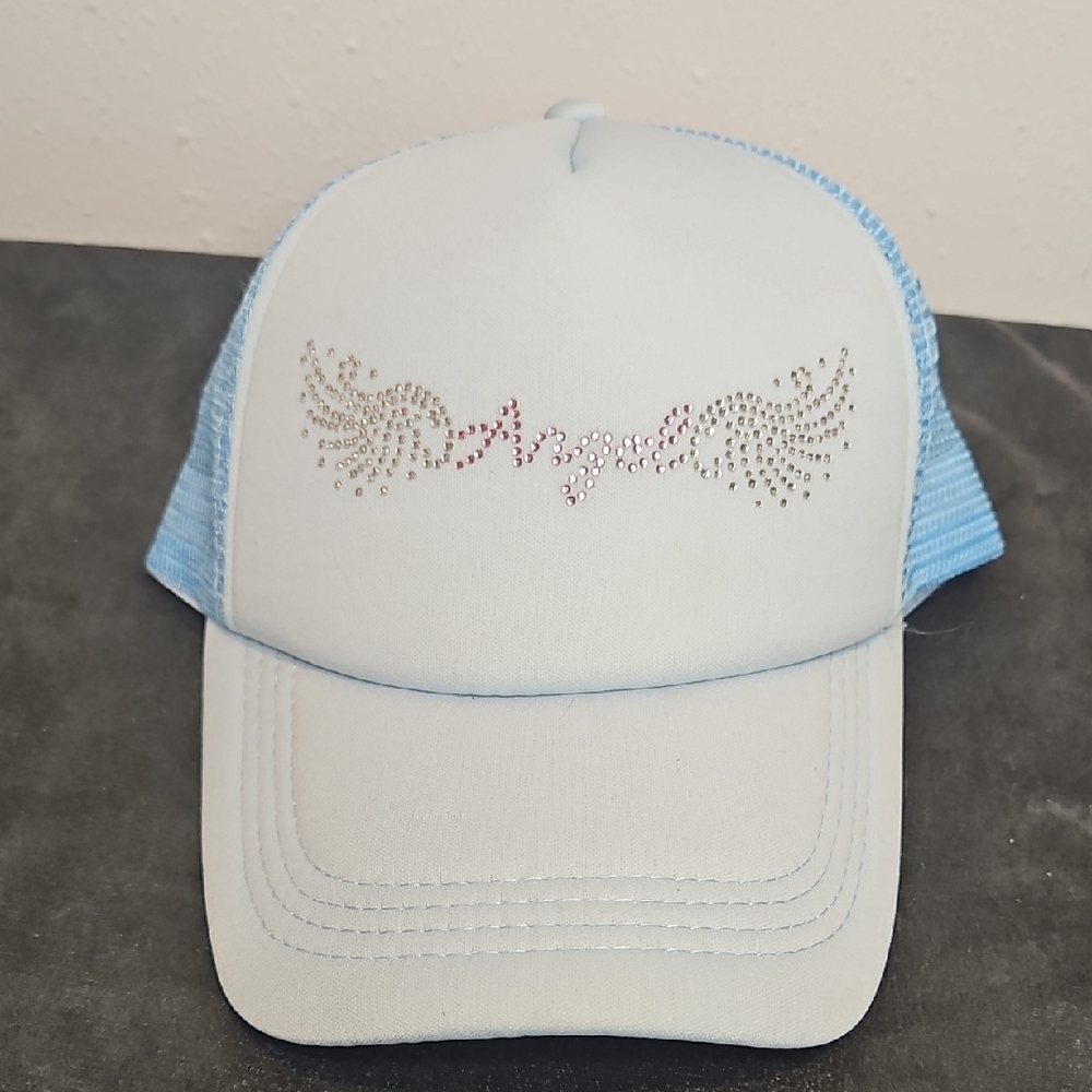 NWT Foam Front Angel Sequin Mesh Baseball Cap Adjustable Trucker Hat